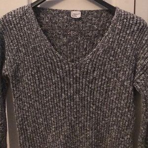Black and white v-neck sweater